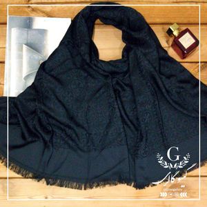 شال ژاکارد مشکی مجلسی وارداتی برند طرحدار  لب ترک