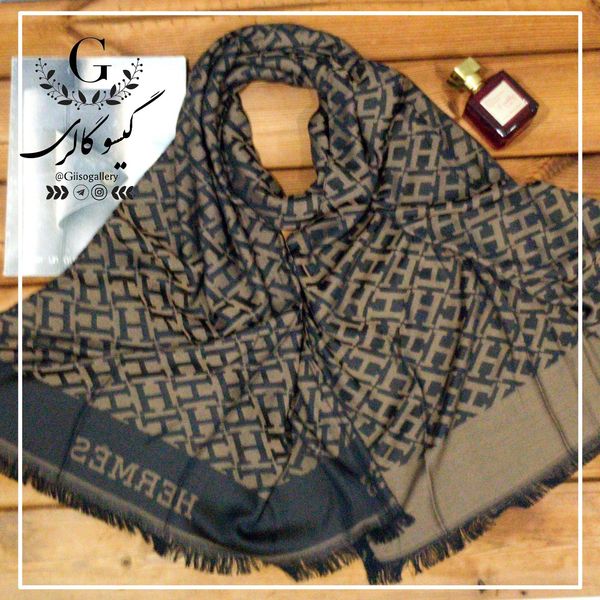 شال ژاکارد مشکی مجلسی وارداتی برند طرحدار  لب ترک