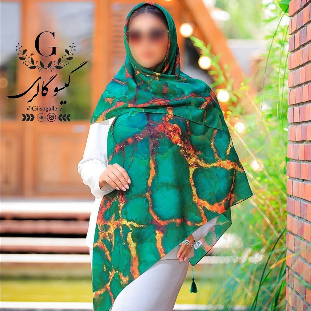خرید اینترنتی شال اسپان چهار فصل آبرنگی اعلاء طرح رگه دار سبز