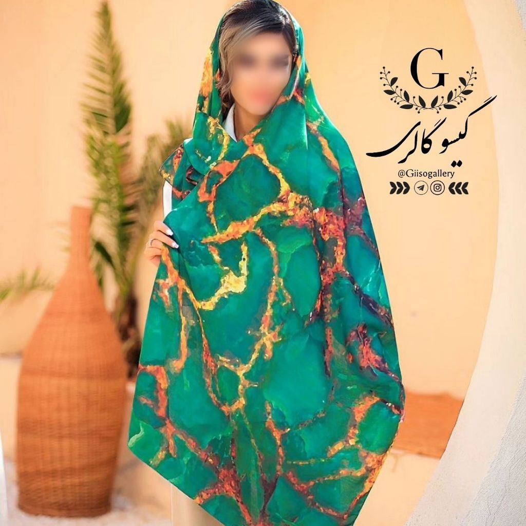 خرید اینترنتی شال اسپان چهار فصل آبرنگی اعلاء طرح رگه دار سبز