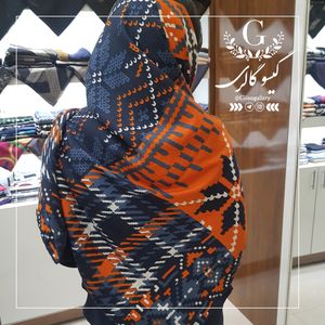 خرید آنلاین روسری پارچه چهارفصل برند اعلا دستدوز قواره بزرگ طرح مشکی سفید (ارسال رایگان)