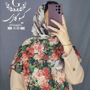 خرید آنلاین روسری نخی درجه یک لطیف منگولدار قواره دار و خوش ایست طرحبندی