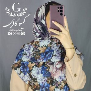 خرید آنلاین روسری نخی درجه یک لطیف منگولدار قواره دار و خوش ایست طرحبندی