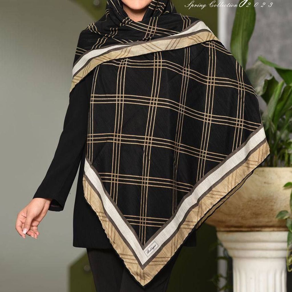 فروش اینترنتی (ارسال رایگان )روسری نخی اعلا بلاژیو طرح آرتا دستدوز قواره بزرگ