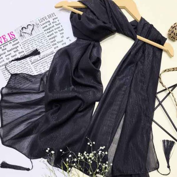 شال اشکی کریشه لمدار  مشکی مجلسی  منگوله دار