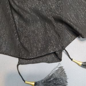 خرید آنلاین شال اشکی  کریشه لمدار  مشکی مجلسی  منگوله دار (ارسال رایگان)