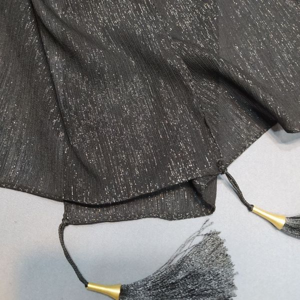 شال اشکی کریشه لمدار  مشکی مجلسی  منگوله دار