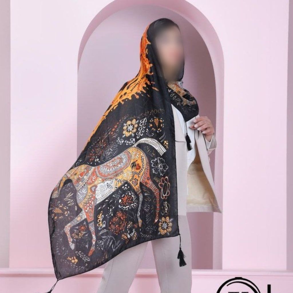 خرید آنلاین شال پارچه بهاره منگولدار پارت روز زن( ارسال رایگان)