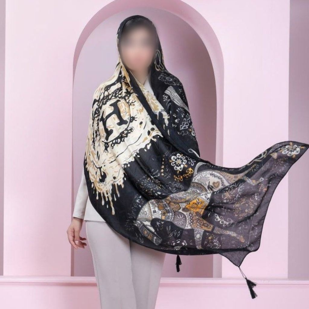 فروش اینترنتی شال پارچه بهاره منگولدار پارت روز زن( ارسال رایگان)