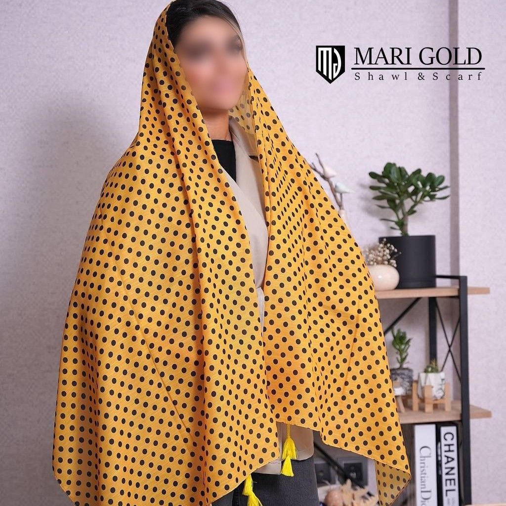 خرید آنلاین شال پارچه نخی منگولدار توپی رنگبندی (ارسال رایگان)