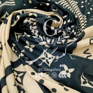 خرید آنلاین روسری میکس نسکافه ای نخی لطف و اعلاء طرحبندی برند  