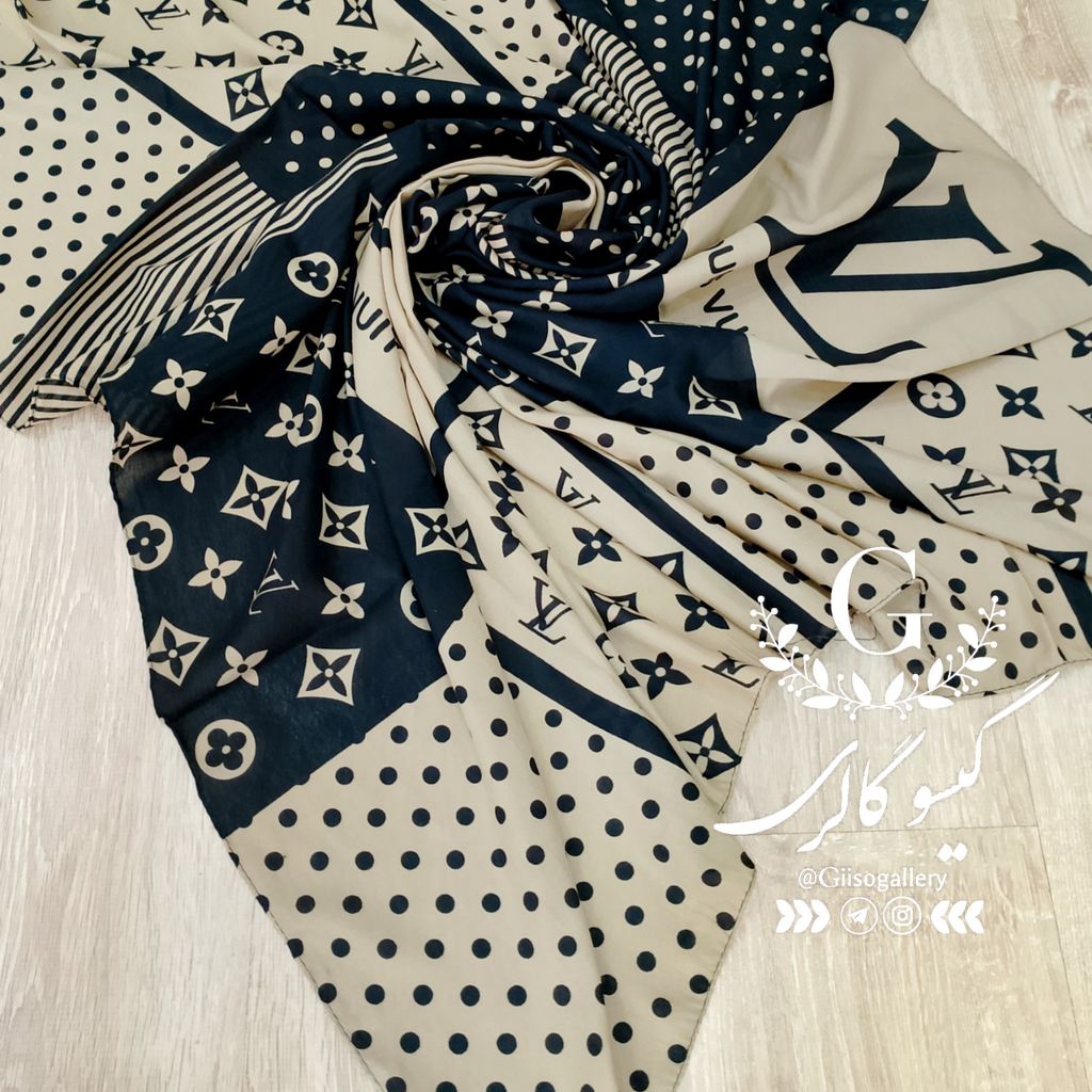 خرید اینترنتی روسری میکس نسکافه ای نخی لطف و اعلاء طرحبندی برند  