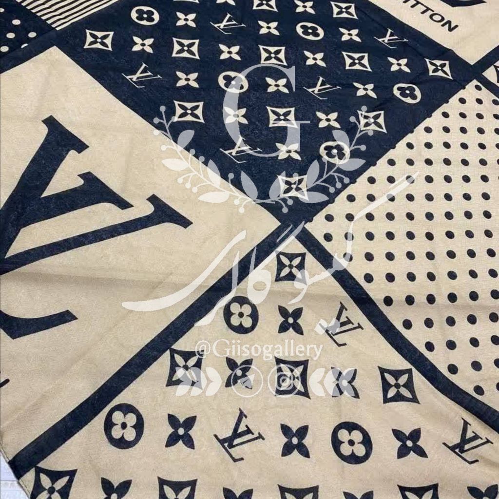 خرید آنلاین روسری میکس نسکافه ای نخی لطف و اعلاء طرحبندی برند  