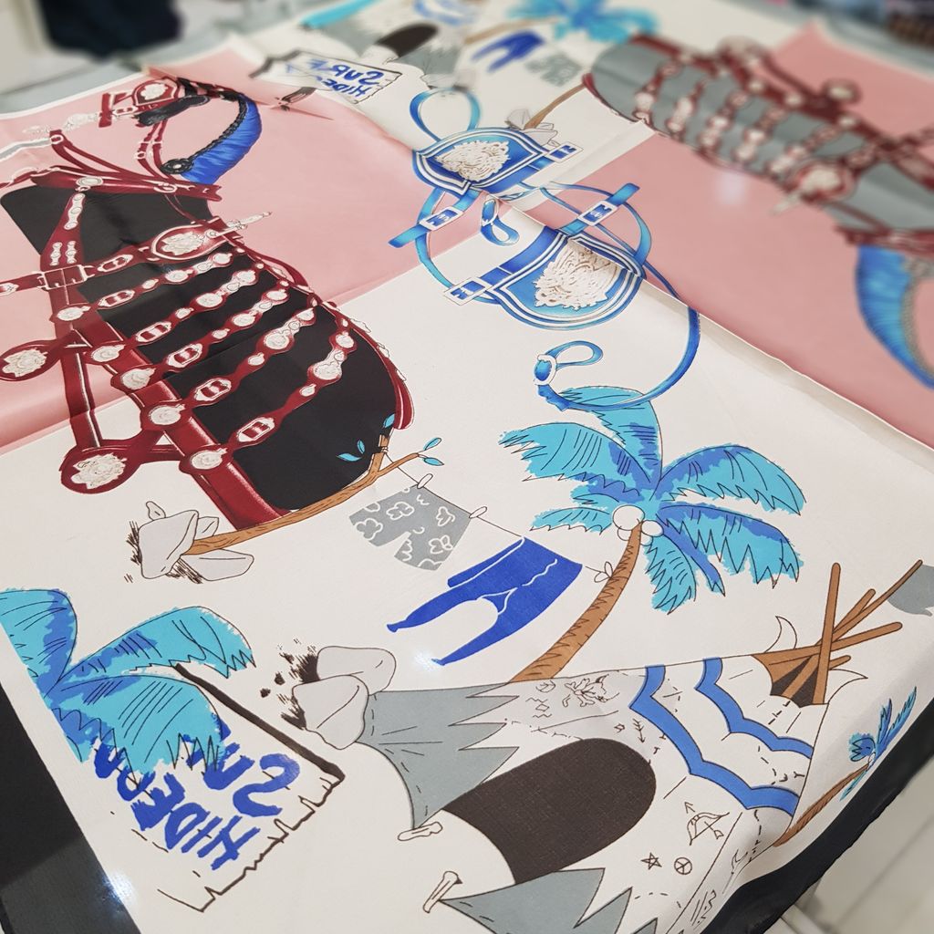 خرید آنلاین روسری مینی اسکارف  حریر ابریشم وارداتی دوخت ترک قواره 70 