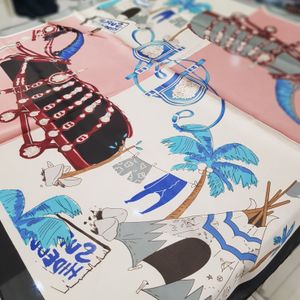 خرید آنلاین روسری مینی اسکارف  حریر ابریشم وارداتی دوخت ترک قواره 70 