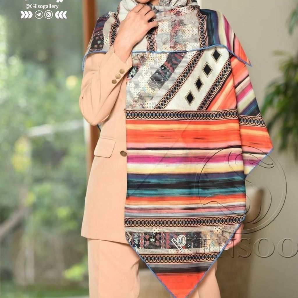 فروش اینترنتی روسری پارچه اعلاء برند سنسو طرحبندی دستدوز قواره مجلسی