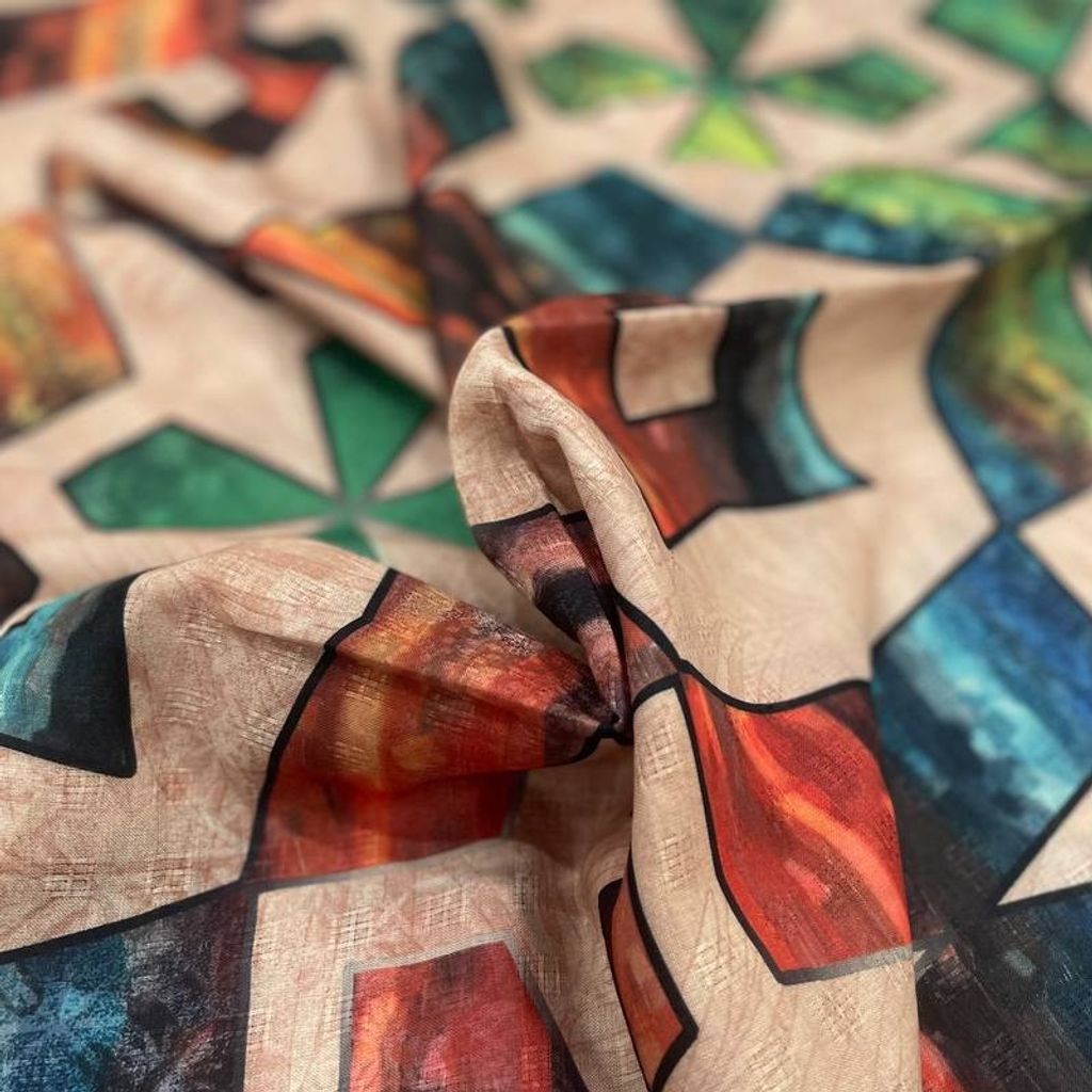 فروش اینترنتی روسری پارچه اعلاء برند سنسو طرحبندی دستدوز قواره مجلسی