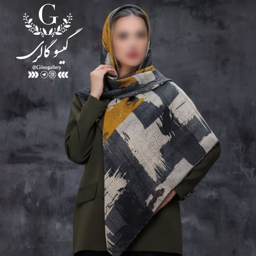 فروش اینترنتی روسری پارچه اعلاء طرح طیفی آبرنگی دستدوز قواره مجلسی