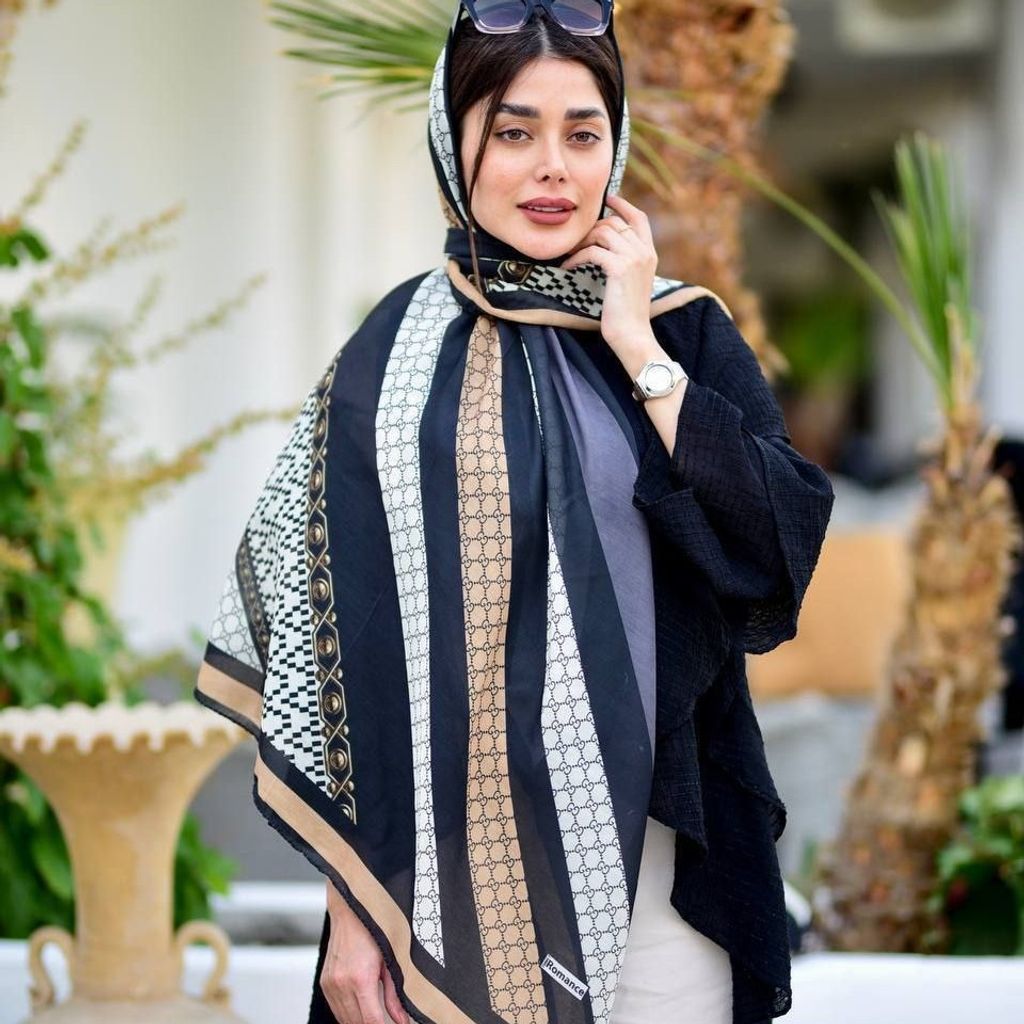 خرید اینترنتی روسری سوپرنخ منگولدار قواره بزرگ طرحبندی  ارسال رایگان و سراسری