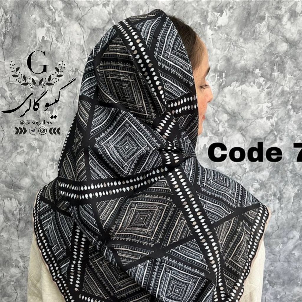 خرید آنلاین روسری پارچه اعلا دستدوز برند ماری گلد میکس مشکی طلایی