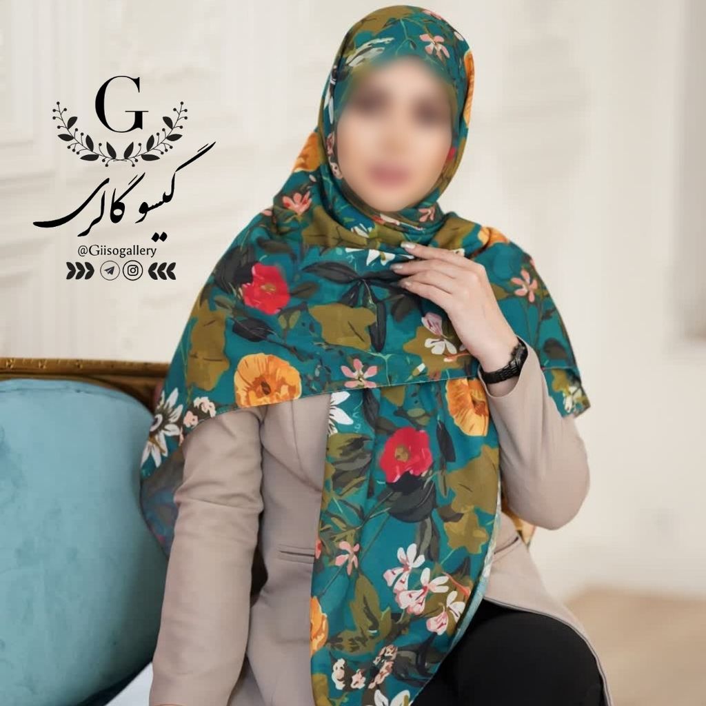 خرید اینترنتی روسری  نخ اسپان اعلا قواره بزرگ طرح بندی آبرنگی  ارسال رایگان 