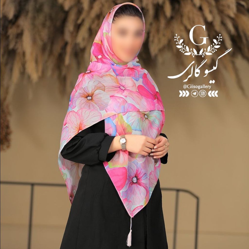 خرید اینترنتی روسری  نخ اسپان اعلا قواره بزرگ طرح بندی آبرنگی  ارسال رایگان 