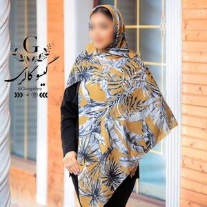 خرید اینترنتی روسری  نخ اسپان اعلا قواره بزرگ طرح بندی آبرنگی  ارسال رایگان 