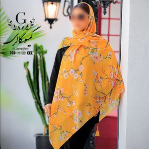 خرید اینترنتی روسری  نخ اسپان اعلا قواره بزرگ طرح بندی آبرنگی  ارسال رایگان 