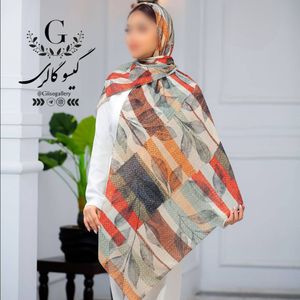 فروش اینترنتی روسری  نخ اسپان اعلا قواره بزرگ طرح بندی آبرنگی  ارسال رایگان 