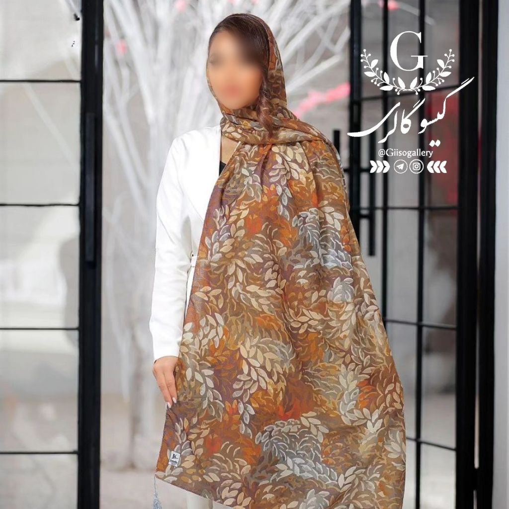 خرید اینترنتی شال اسپان نخی چهار فصل طرح آبرنگی منگولدار اعلاء برند