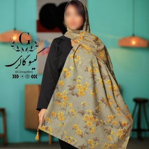 خرید آنلاین شال پارچه اسپان نخ طرح آبرنگی منگولدار  طرحبندی