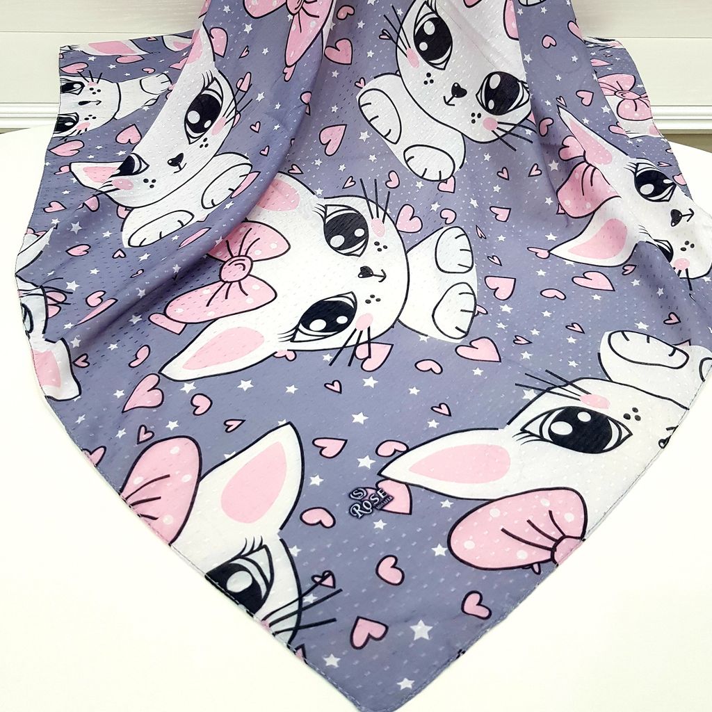 خرید آنلاین روسری نخی فانتزی طرح کیتی ملوس