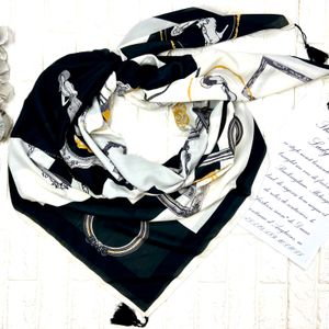 خرید آنلاین روسری نخی  وال ترک  منگوله دار قواره 140 