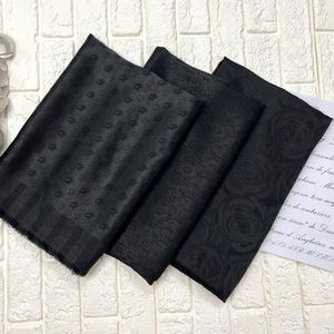 خرید اینترنتی روسری مشکی  ژاکارد لمه دار  قواره بزرگ  دورو ، وارداتی  
