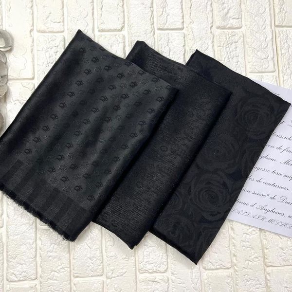 روسری مشکی ژاکارد لمه دار دورو وارداتی