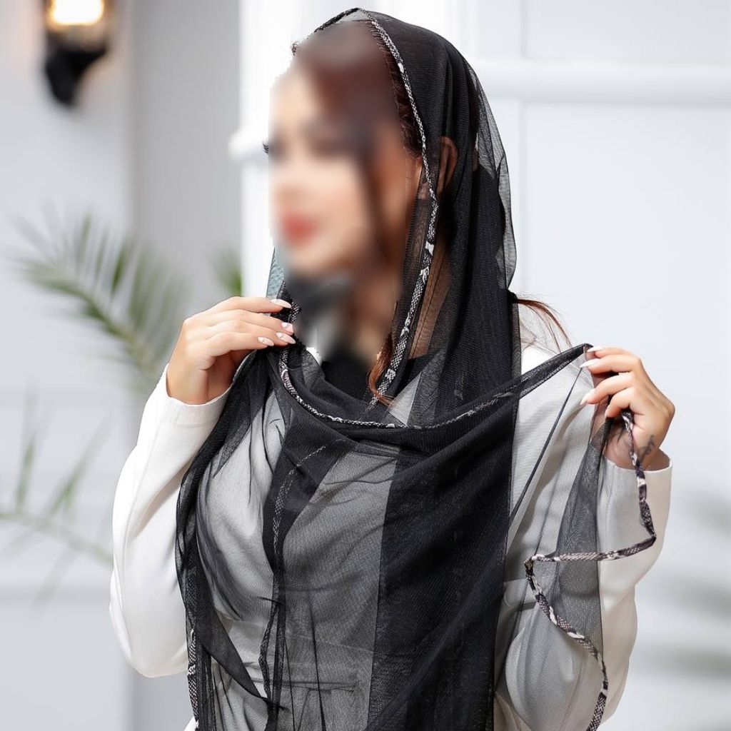 فروش اینترنتی شال مزونی مجلسی توری حاشیه طرح دار ، ایستایی عالی