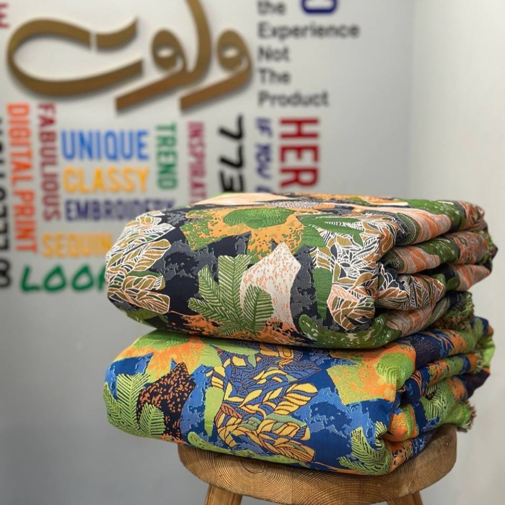 فروش اینترنتی پارچه ژاکارد طرح برگ