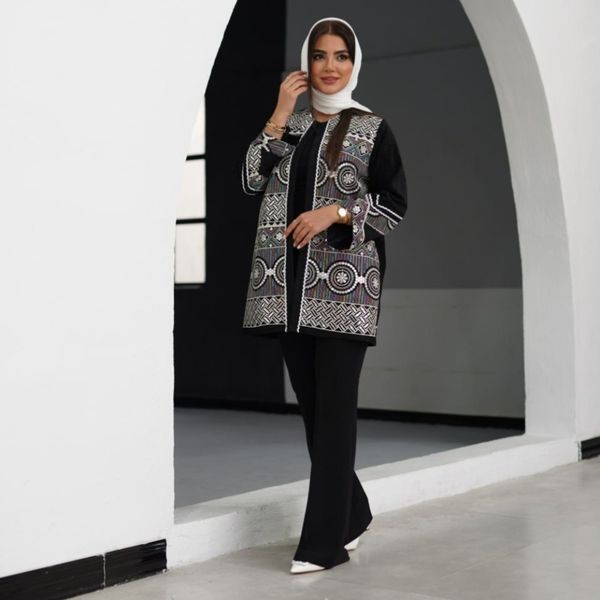 مانتو عیدانه پارچه مخمل  سوزن دوزی