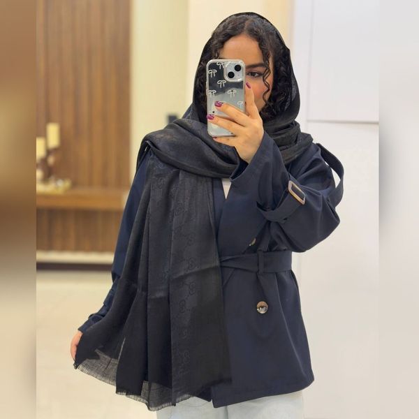 شال ژاکارد ابریشم پتینه مشکی