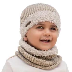 ست کلاه و شال بافت لبه خز منگوله دار بچگانه اندلس