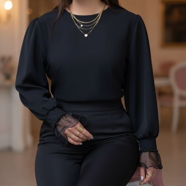 شومیز مچ توری زنانه کد 2424