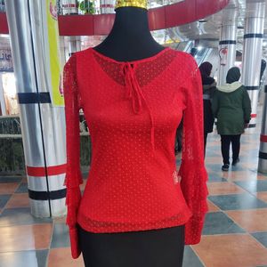 خرید انلاین بلوز توری آستردار مجلسی دخترانه کد 7895