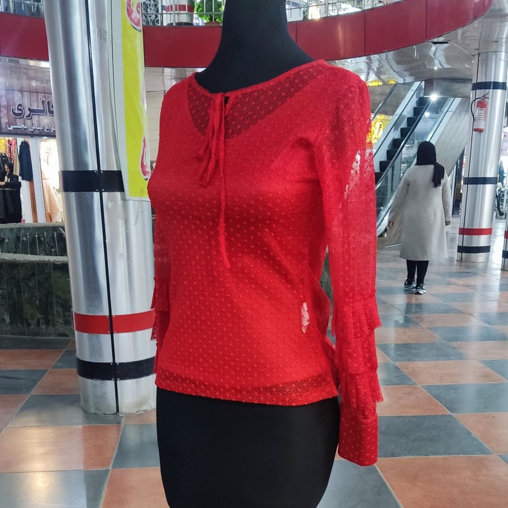 خرید انلاین بلوز توری آستردار مجلسی دخترانه کد 7895