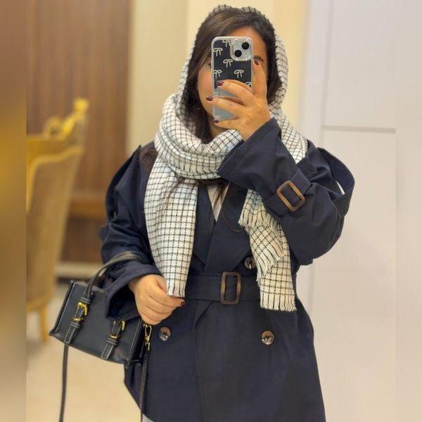 شال موهر زمستانه چهارخونه دوررو
