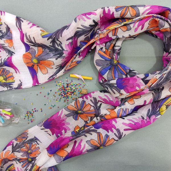 شال نخی گلدار