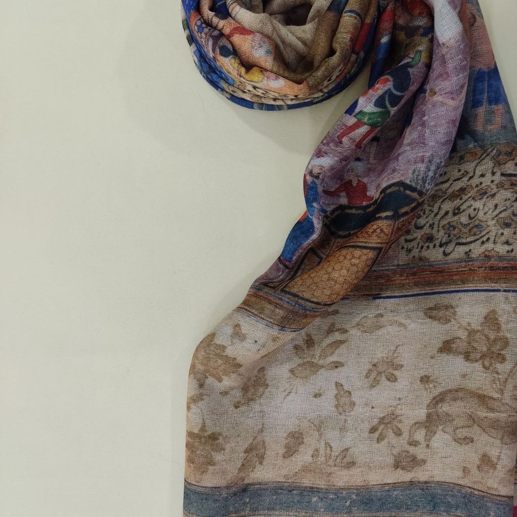 خرید آنلاین شال سنتی نخی منگوله دار دور دوز
