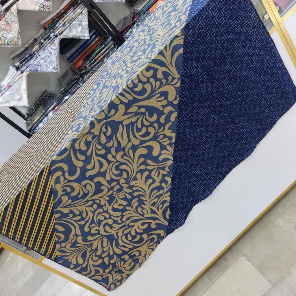 خرید آنلاین روسری نخی.    قواره 120.    دور دست دوز 