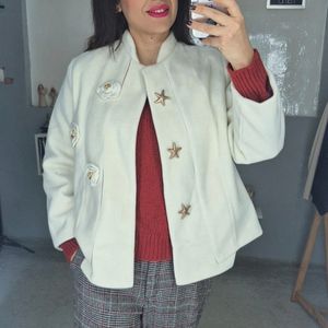 پالتو فوتر زنانه کوتاه شیری