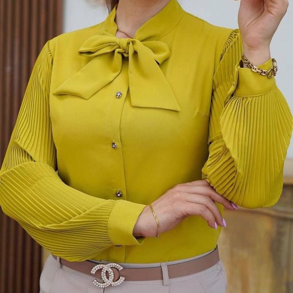شومیز زنانه مجلسی مدل آستین پلیسه کرواتی کد 7542