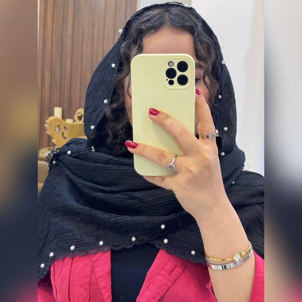 فروش اینترنتی شال مشکی مرواریدی دور دانتل برشکا